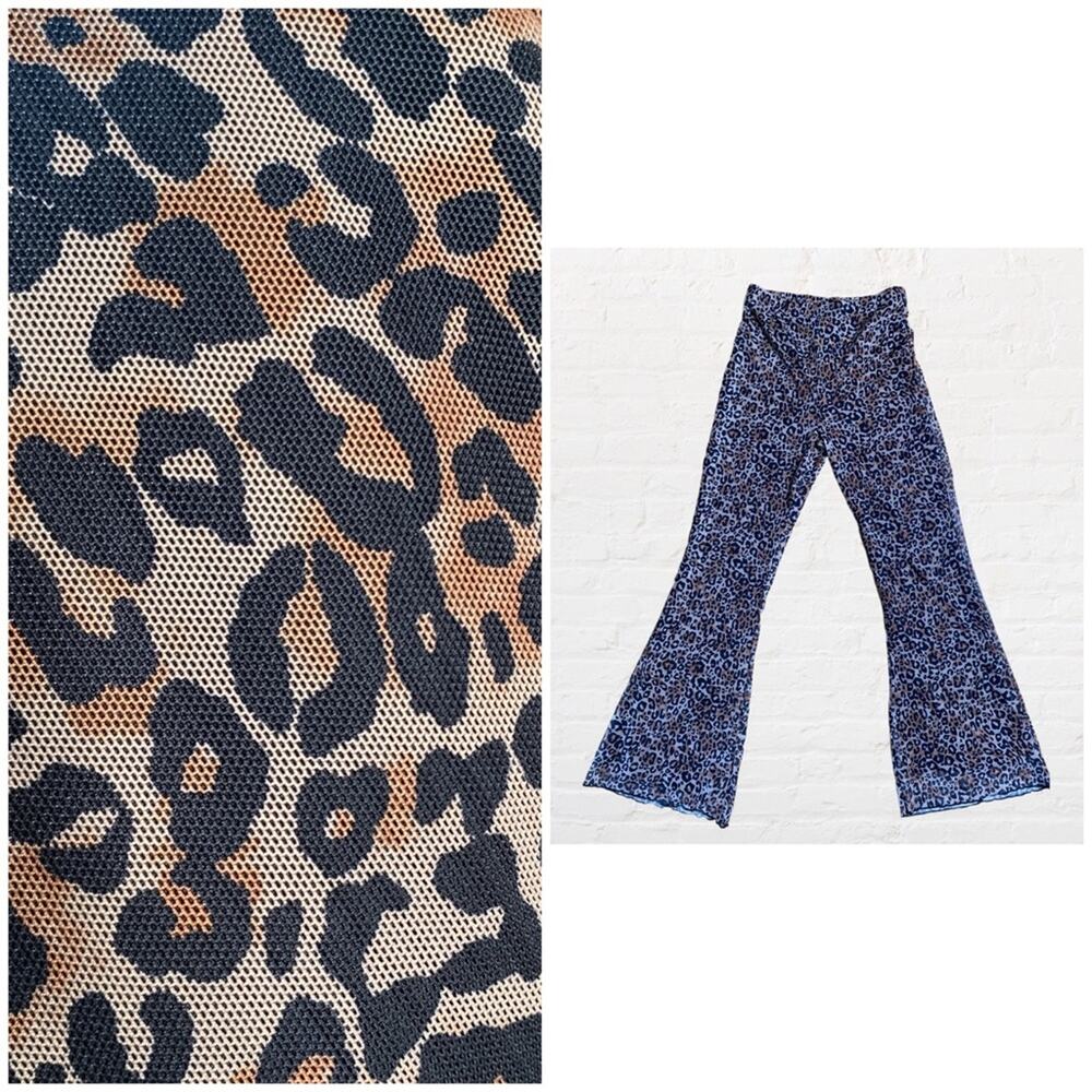 Leopard print flare leg / bell bottom pants large